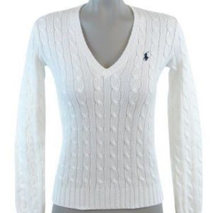 Ralph Lauren Sport Womens Cable Knit V-Neck Polo P